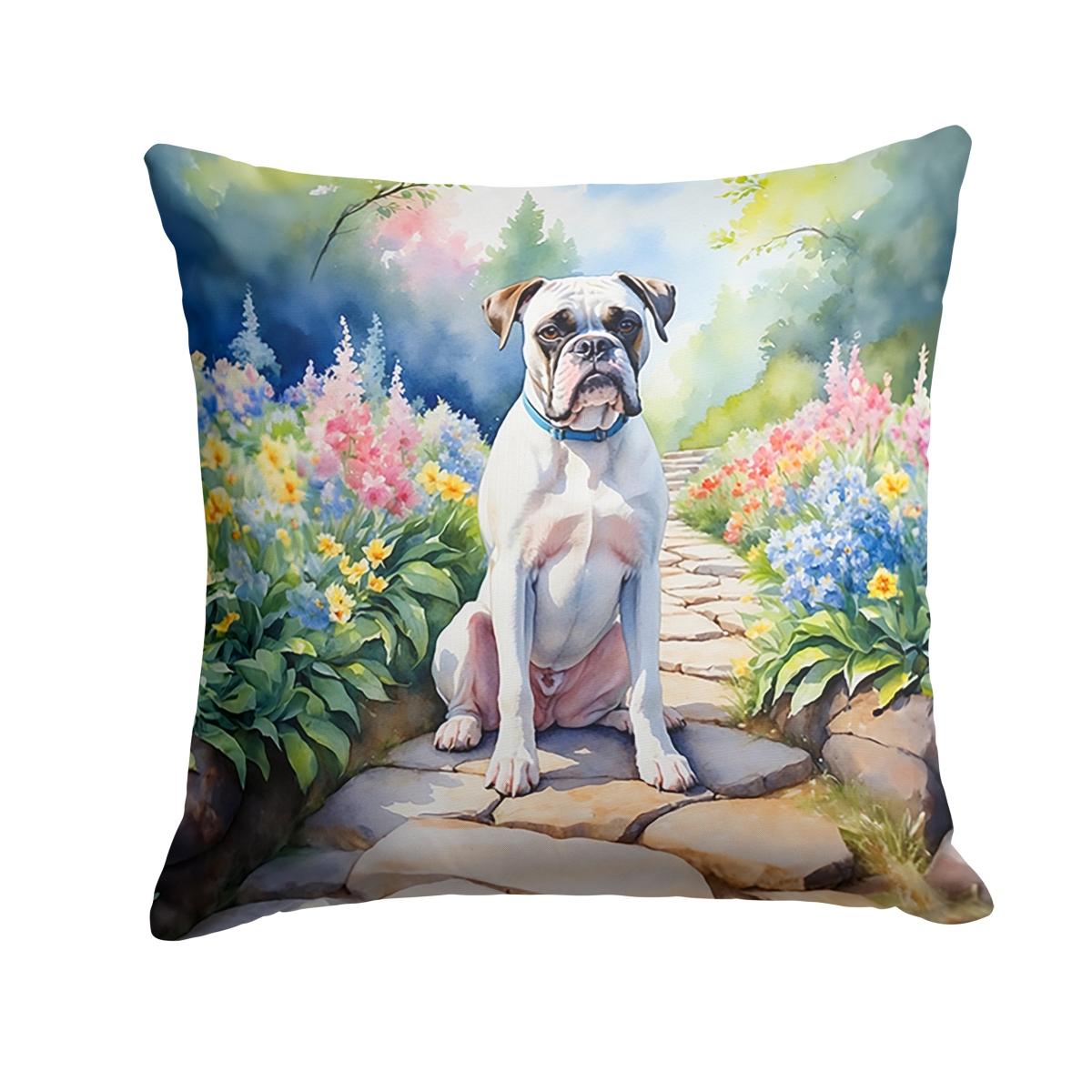 DAC6580PW1414 14 x 14 in. White Boxer Spring Path Throw Pillow