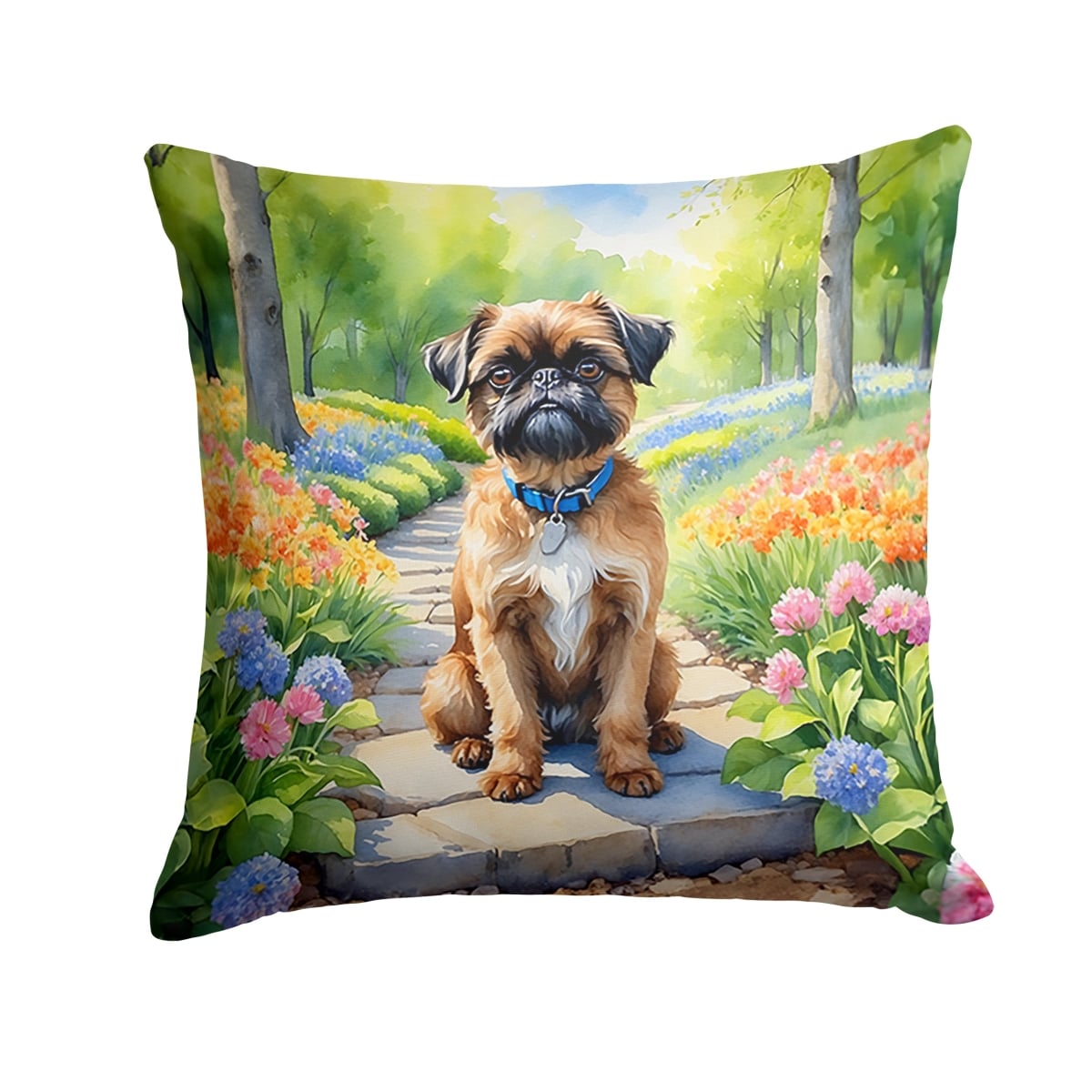 DAC6585PW1414 14 x 14 in. Brussels Griffon Spring Path Throw Pillow