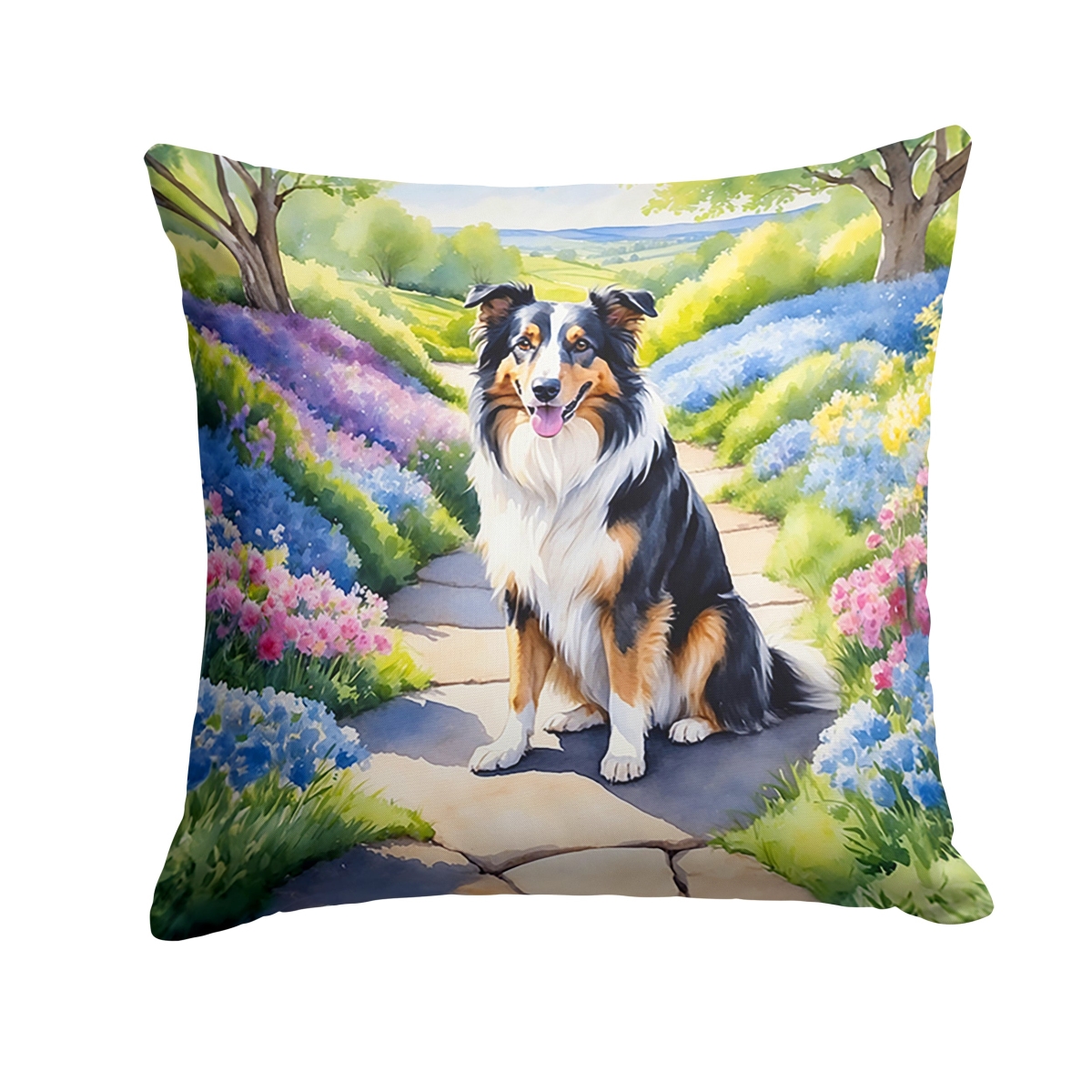 DAC6607PW1818 18 x 18 in. Collie Spring Path Throw Pillow