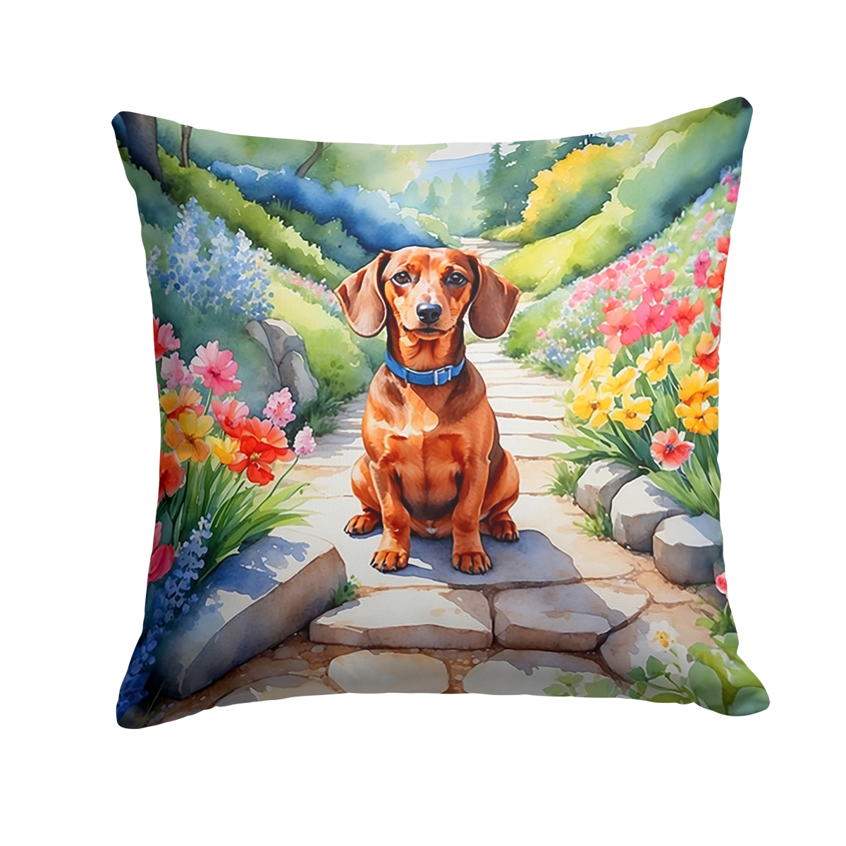 DAC6613PW1818 18 x 18 in. Dachshund Spring Path Throw Pillow