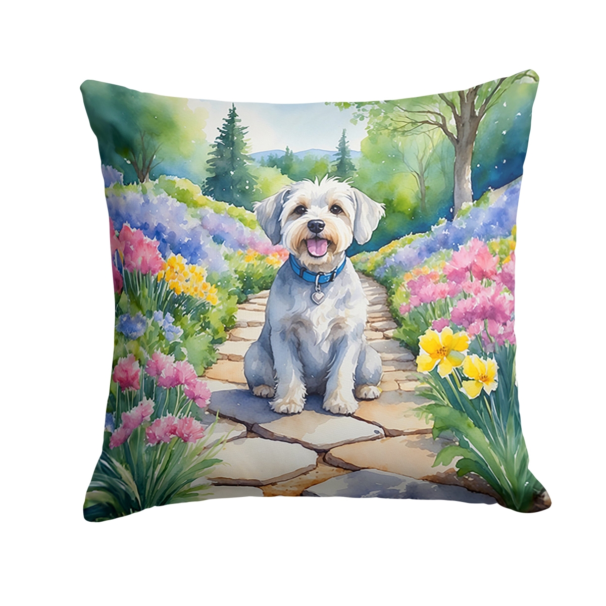 DAC6616PW1818 18 x 18 in. Dandie Dinmont Terrier Spring Path Throw Pillow