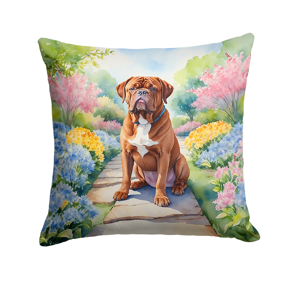 DAC6618PW1818 18 x 18 in. Dogue De Bordeaux Spring Path Throw Pillow