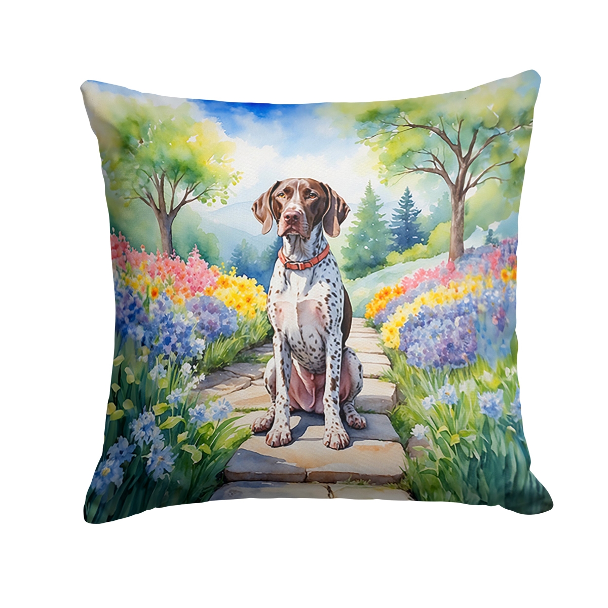 DAC6633PW1818 18 x 18 in. German Shorthaired Pointer Spring Path Throw Pillow