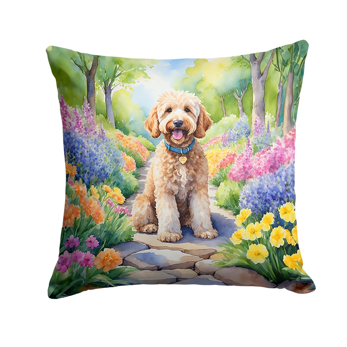 DAC6638PW1818 18 x 18 in. Goldendoodle Spring Path Throw Pillow