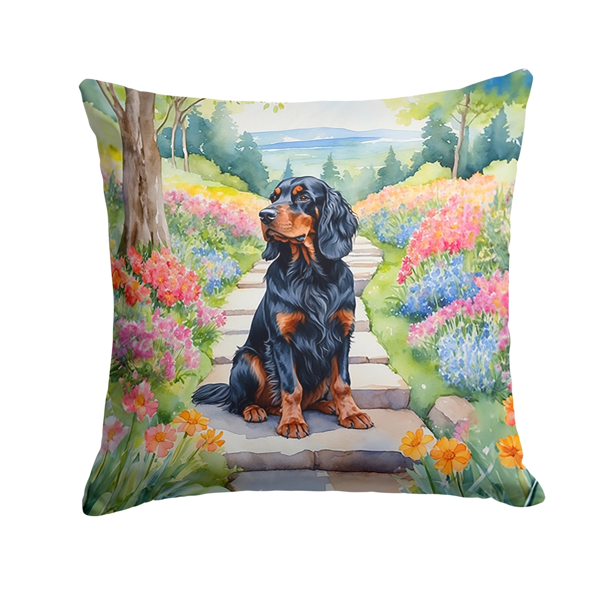 DAC6639PW1818 18 x 18 in. Gordon Setter Spring Path Throw Pillow