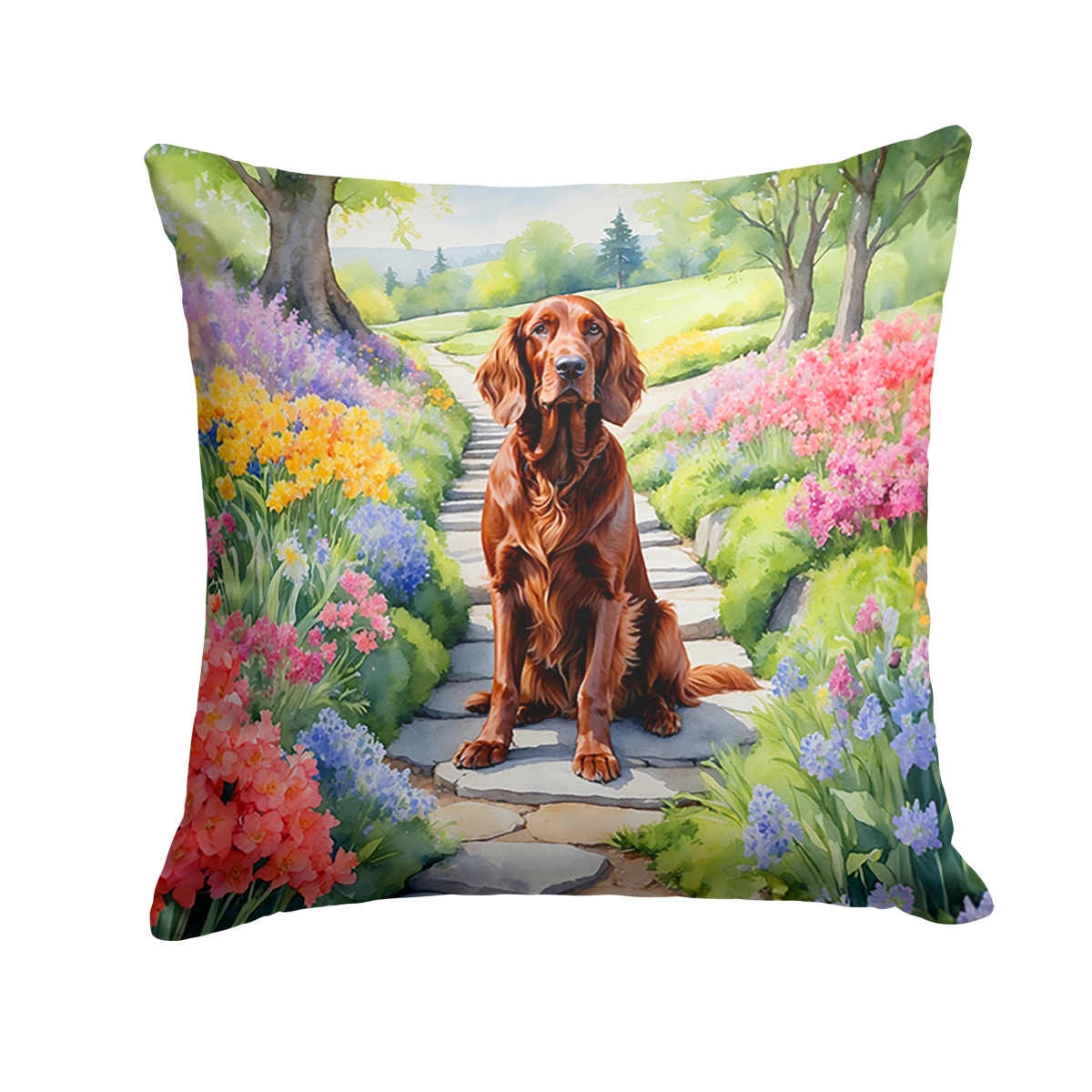 DAC6649PW1818 18 x 18 in. Irish Setter Spring Path Throw Pillow