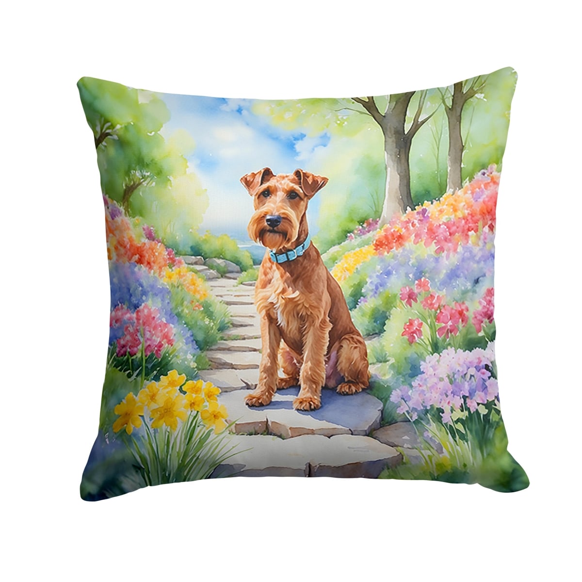 DAC6650PW1818 18 x 18 in. Irish Terrier Spring Path Throw Pillow