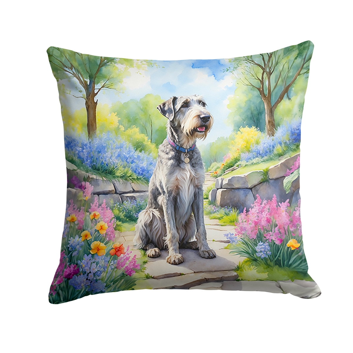 DAC6651PW1818 18 x 18 in. Irish Wolfhound Spring Path Throw Pillow