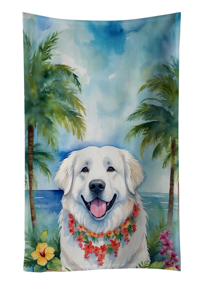 DAC6447KTWL 25 x 15 in. Great Pyrenees Luau Kitchen Towel