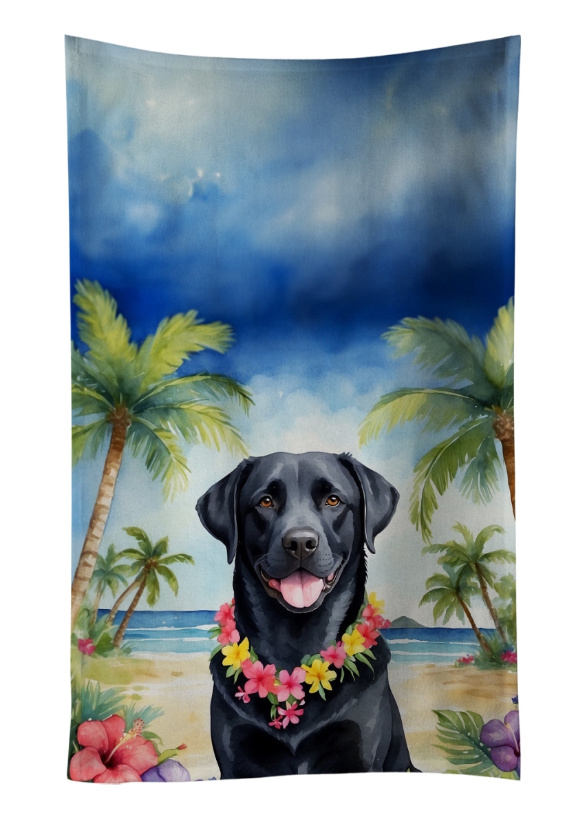 DAC6464KTWL 25 x 15 in. Black Labrador Retriever Luau Kitchen Towel