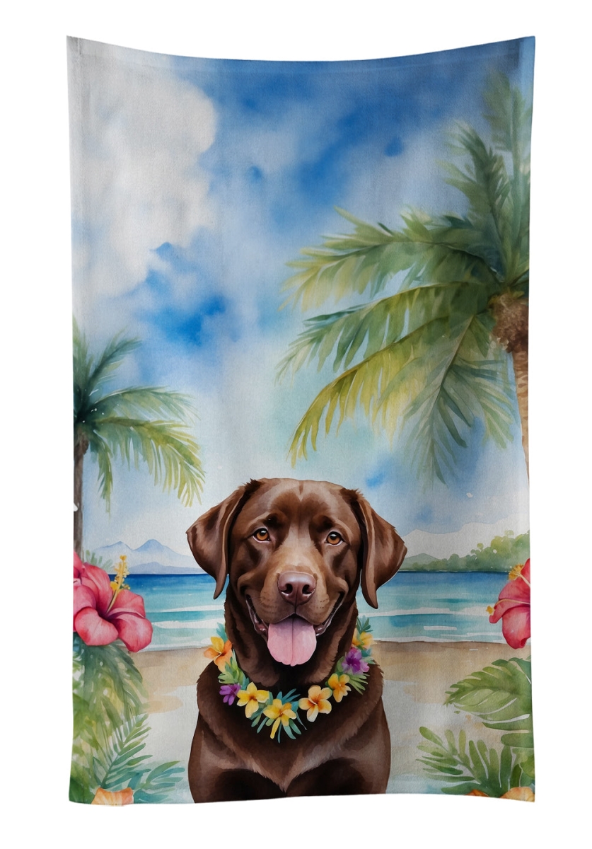 DAC6466KTWL 25 x 15 in. Chocolate Labrador Retriever Luau Kitchen Towel