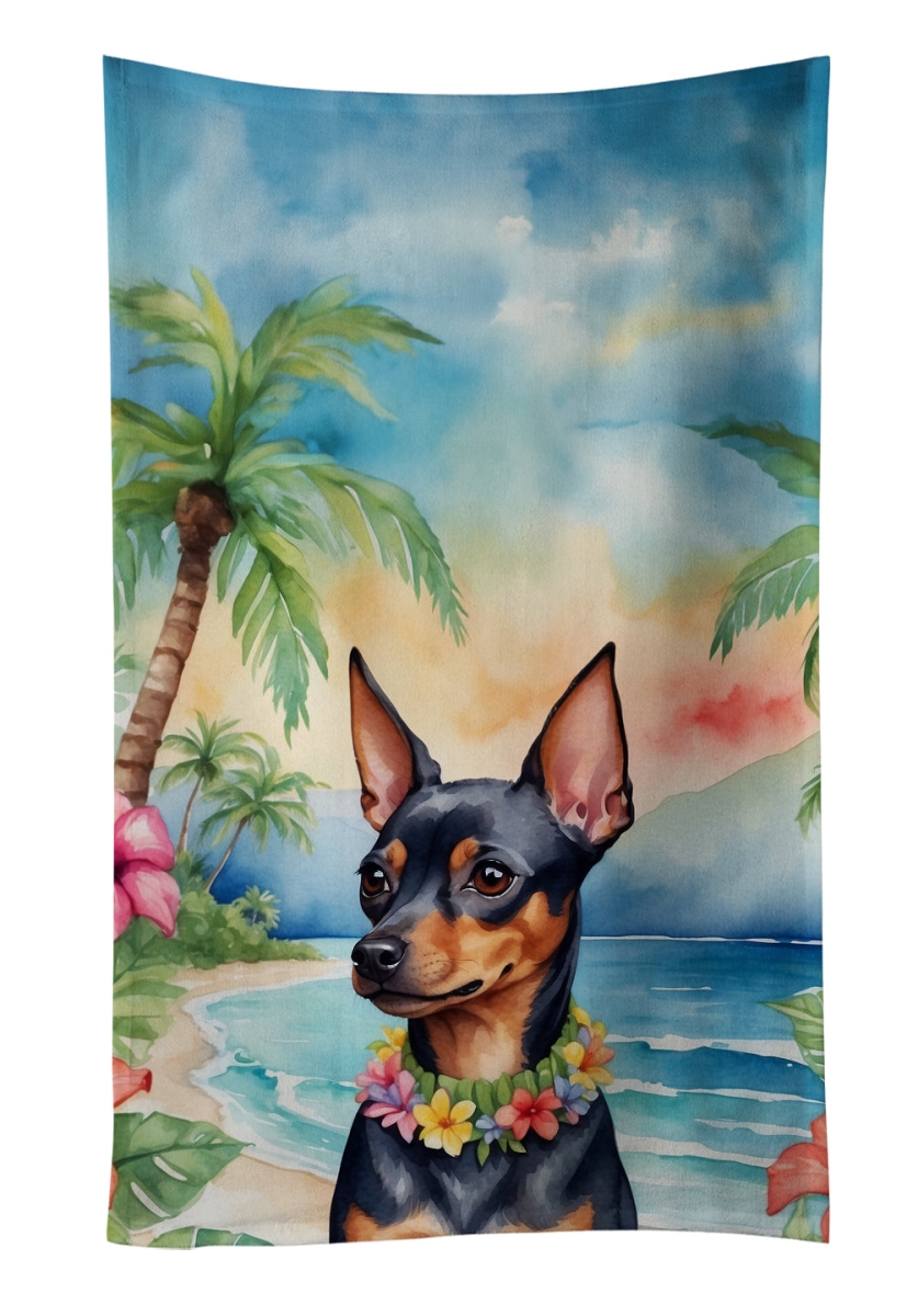 DAC6476KTWL 25 x 15 in. Miniature Pinscher Luau Kitchen Towel