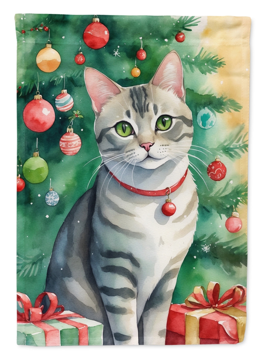 DAC7194GF 15.5 x 11.25 in. Asian Cat by the Christmas Tree Garden Flag
