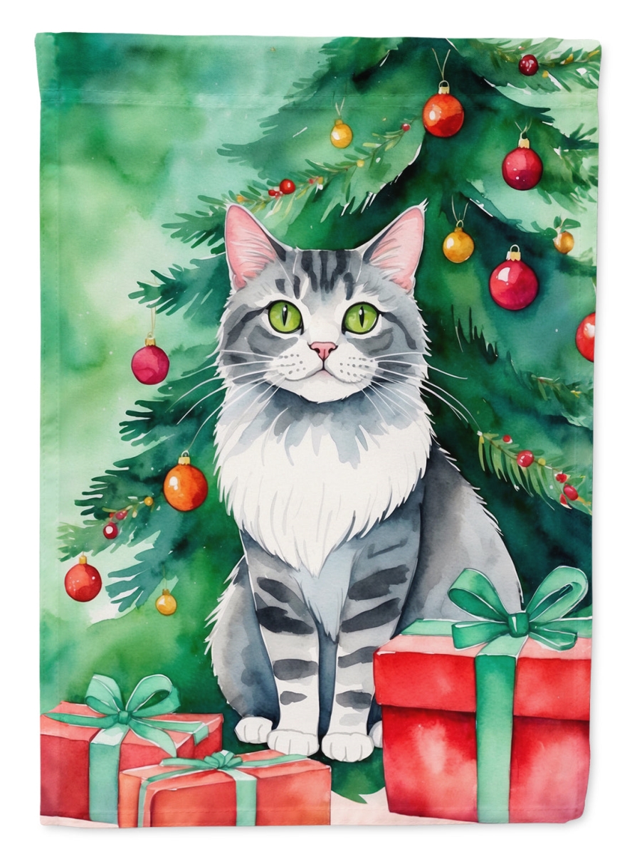 DAC7216GF 15.5 x 11.25 in. Foldex Exotic Fold Cat by the Christmas Tree Garden Flag