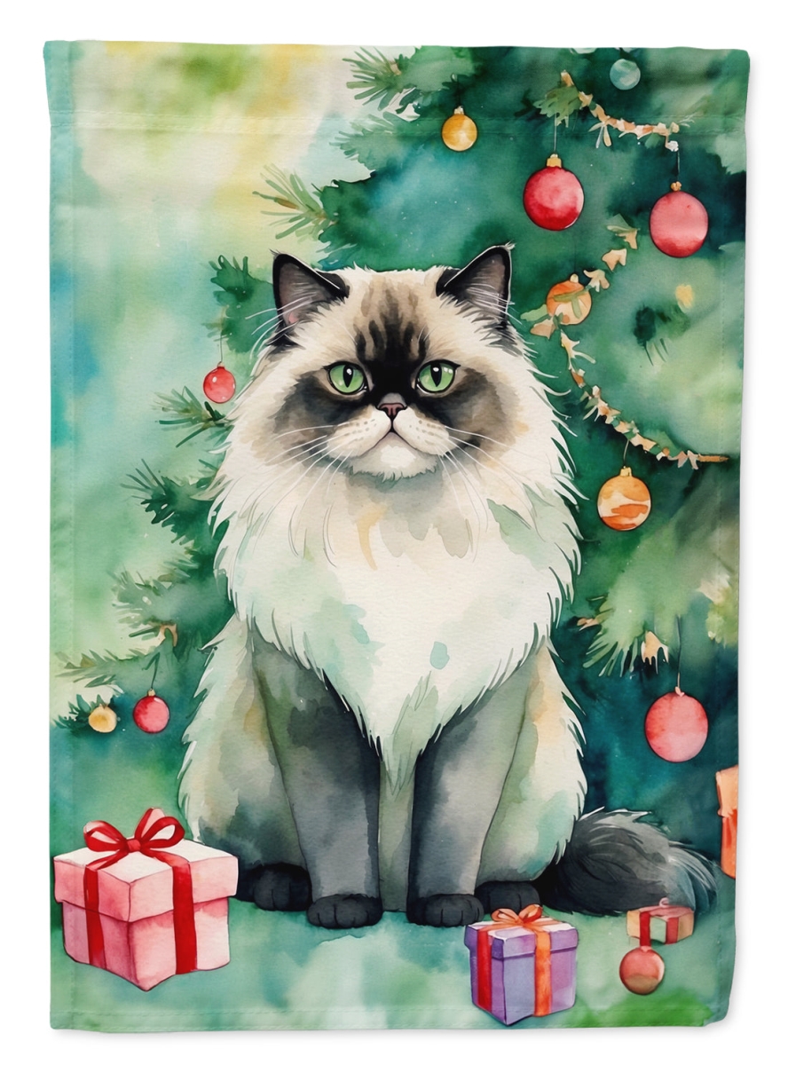 DAC7221GF 15.5 x 11.25 in. Himalayan Cat by the Christmas Tree Garden Flag