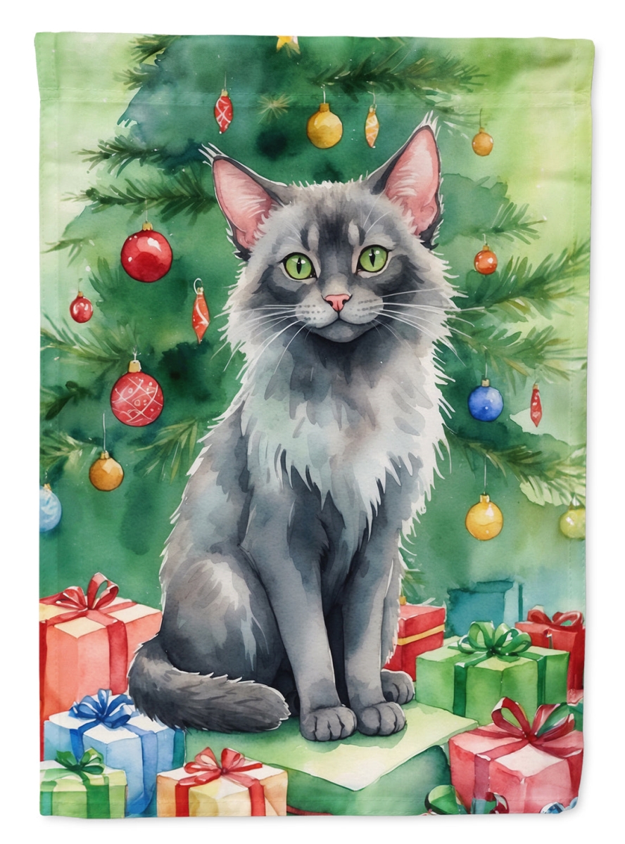 DAC7229GF 15.5 x 11.25 in. Lykoi Cat by the Christmas Tree Garden Flag
