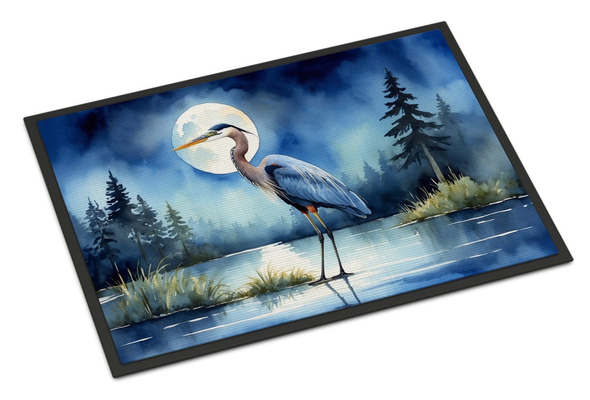 DAC7495JMAT 24 x 36 in. Blue Heron Under the Moonlight Doormat