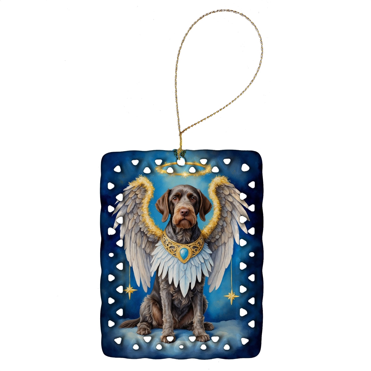 DAC7007CO2 3.4 x 2.6 in. German Wirehaired Pointer My Angel Porcelain Ornament