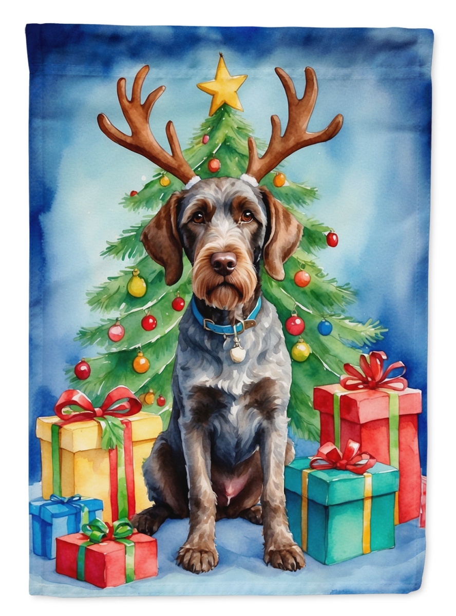 DAC7789GF 15.5 x 11.25 in. German Wirehaired Pointer Christmas Reindeer Garden Flag