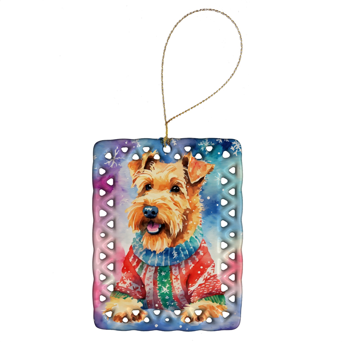 DAC3324CO2 3.4 x 2.6 in. Airedale Terrier Christmas Porcelain Ornament