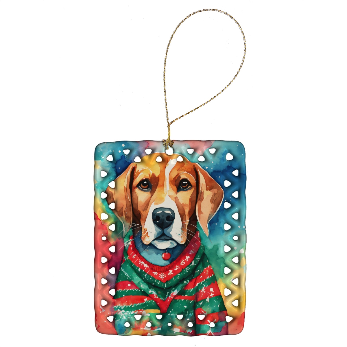 DAC3350CO2 3.4 x 2.6 in. Beagle Christmas Porcelain Ornament