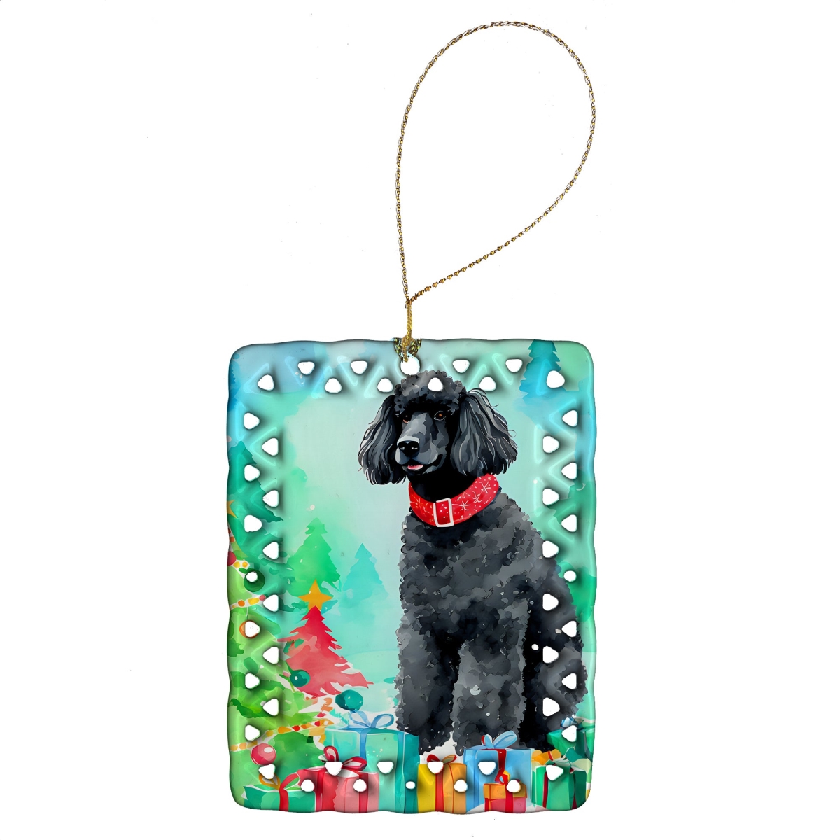 DAC3571CO2 3.4 x 2.6 in. Poodle Christmas Porcelain Ornament