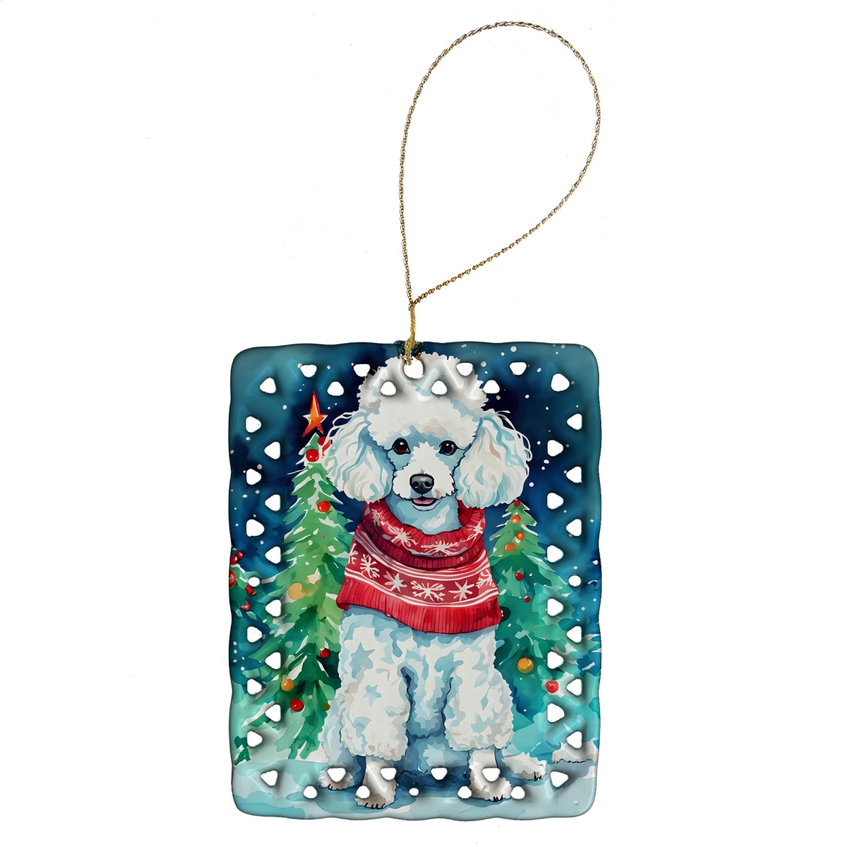 DAC3579CO2 3.4 x 2.6 in. Poodle Christmas Porcelain Ornament
