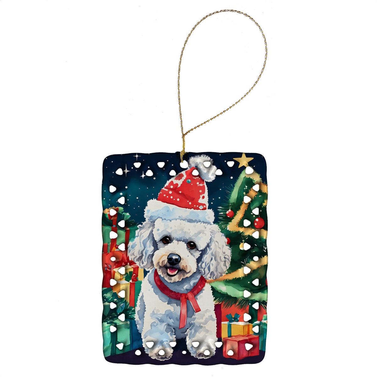 DAC3582CO2 3.4 x 2.6 in. Poodle Christmas Porcelain Ornament
