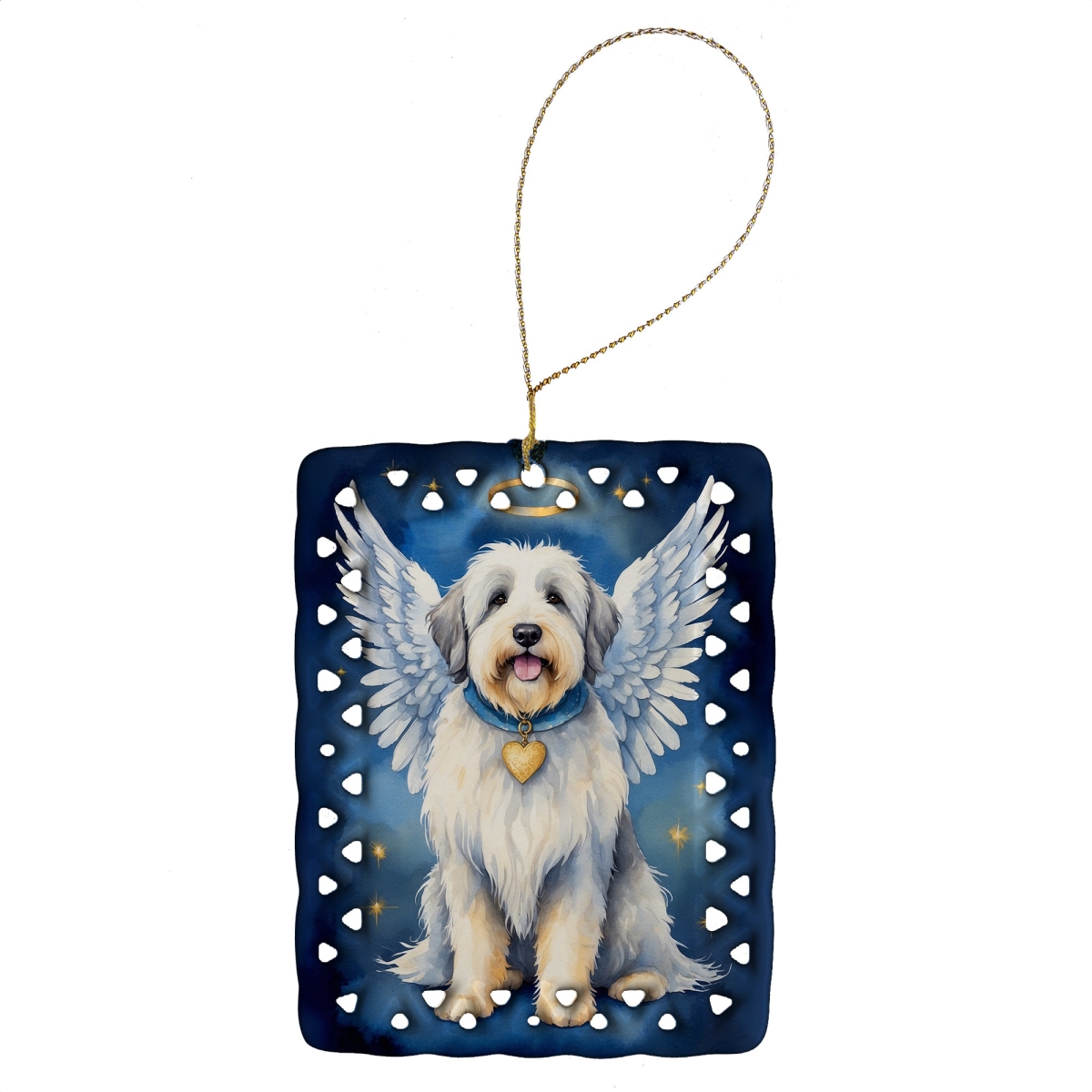 DAC7045CO2 3.4 x 2.6 in. Old English Sheepdog My Angel Porcelain Ornament