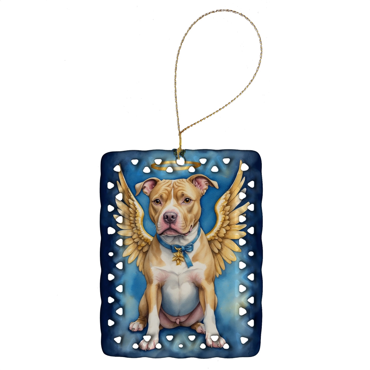 3.4 x 2.6 in. Pit Bull Terrier My Angel Porcelain Ornament