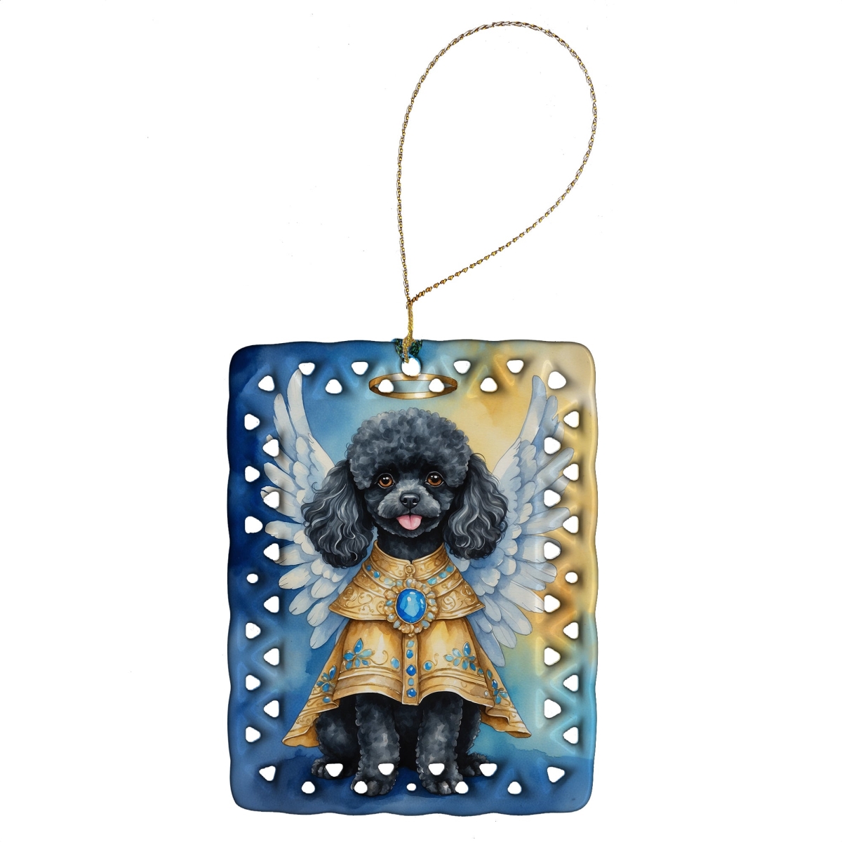 Black Poodle My Angel Ornament - White - 3.4 x 2.6 in. - Customizable
