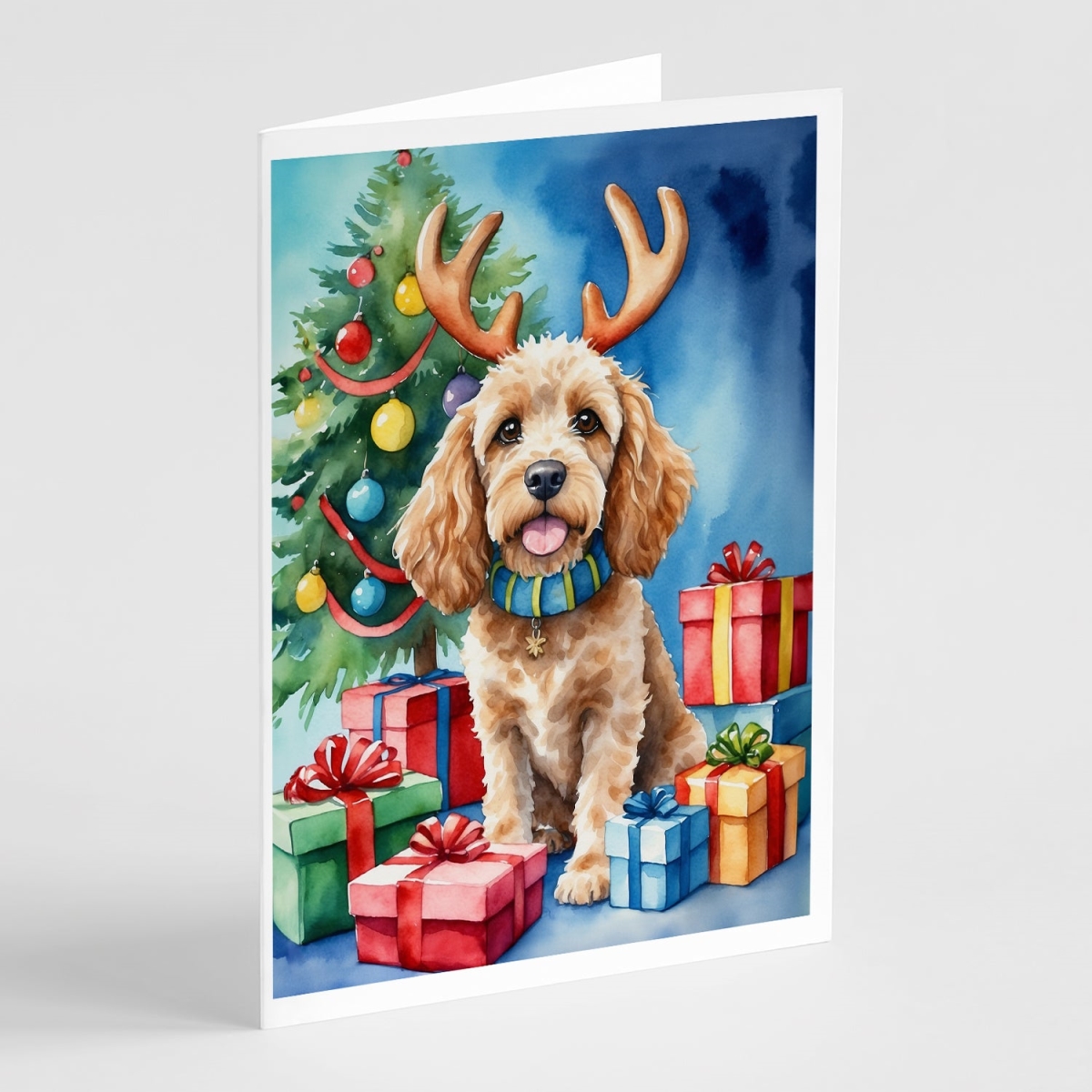 DAC7760GCA7P 5 x 7 in. Cockapoo Christmas Reindeer Greeting Cards, Pack of 8