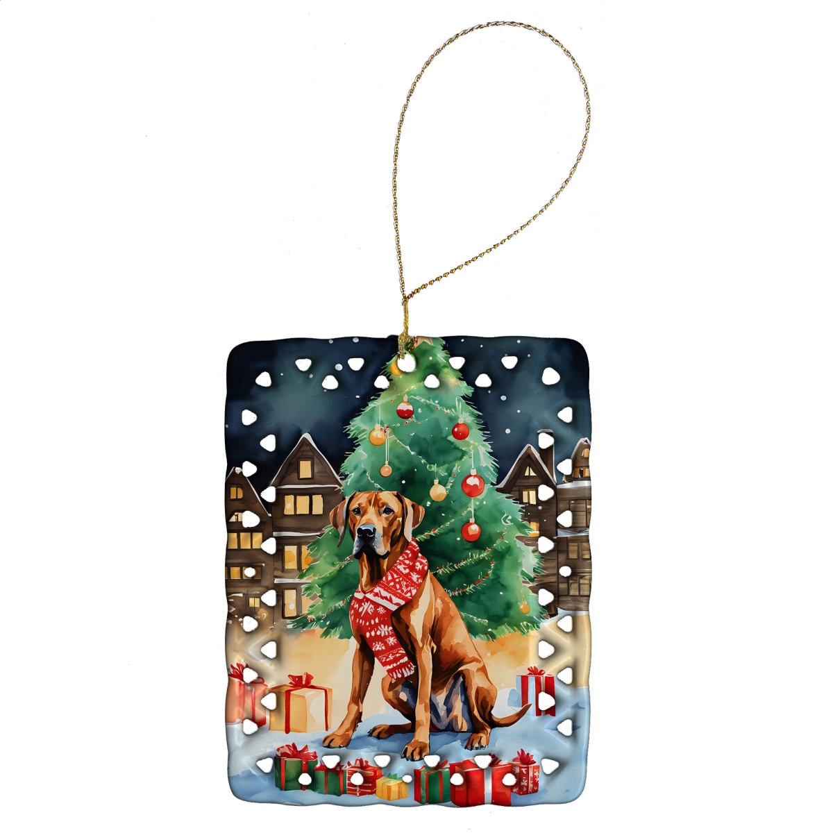 DAC3606CO2 3.4 x 2.6 in. Rhodesian Ridgeback Christmas Porcelain Ornament
