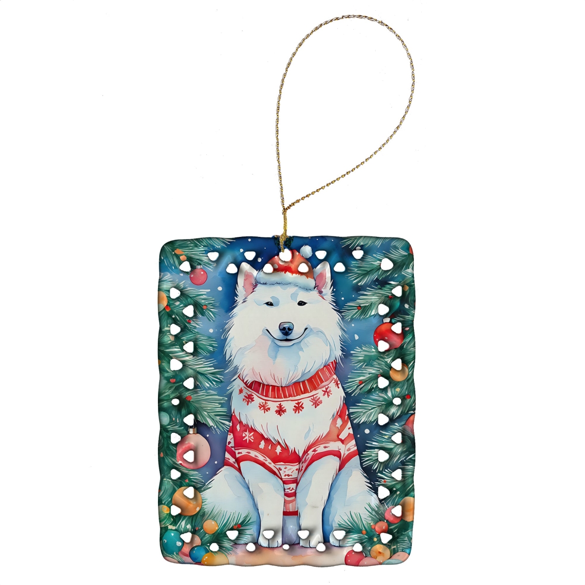 DAC3620CO2 3.4 x 2.6 in. Samoyed Christmas Porcelain Ornament