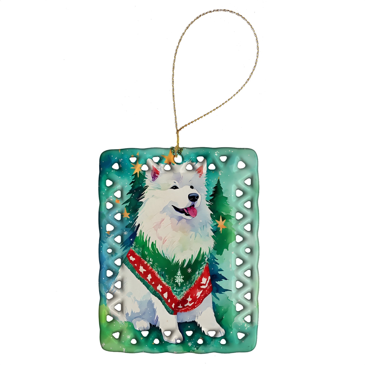 DAC3621CO2 3.4 x 2.6 in. Samoyed Christmas Porcelain Ornament