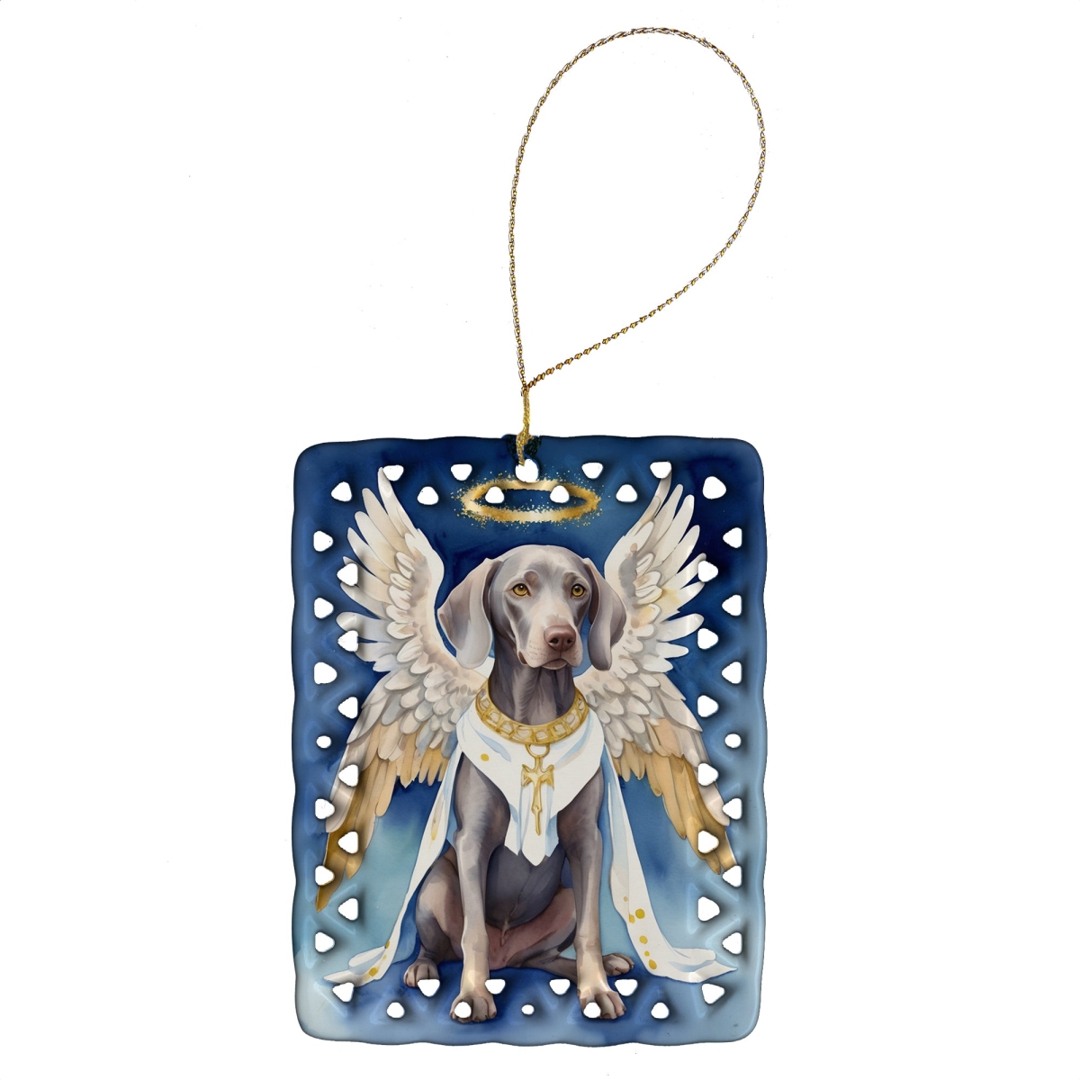 Weimaraner My Angel Ornament - White - 3.4 x 2.6 in. - Customizable
