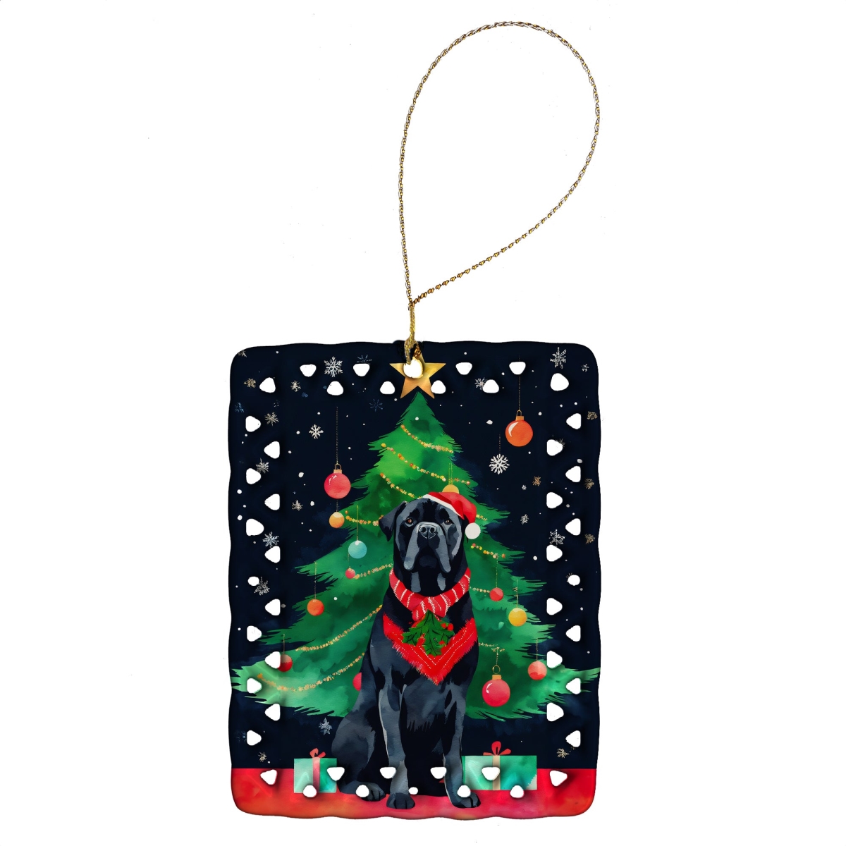 DAC3405CO2 3.4 x 2.6 in. Cane Corso Christmas Porcelain Ornament