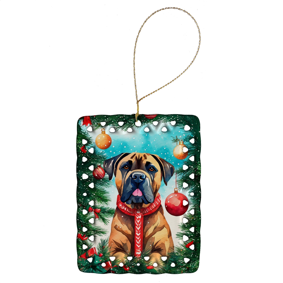 DAC3407CO2 3.4 x 2.6 in. Cane Corso Christmas Porcelain Ornament