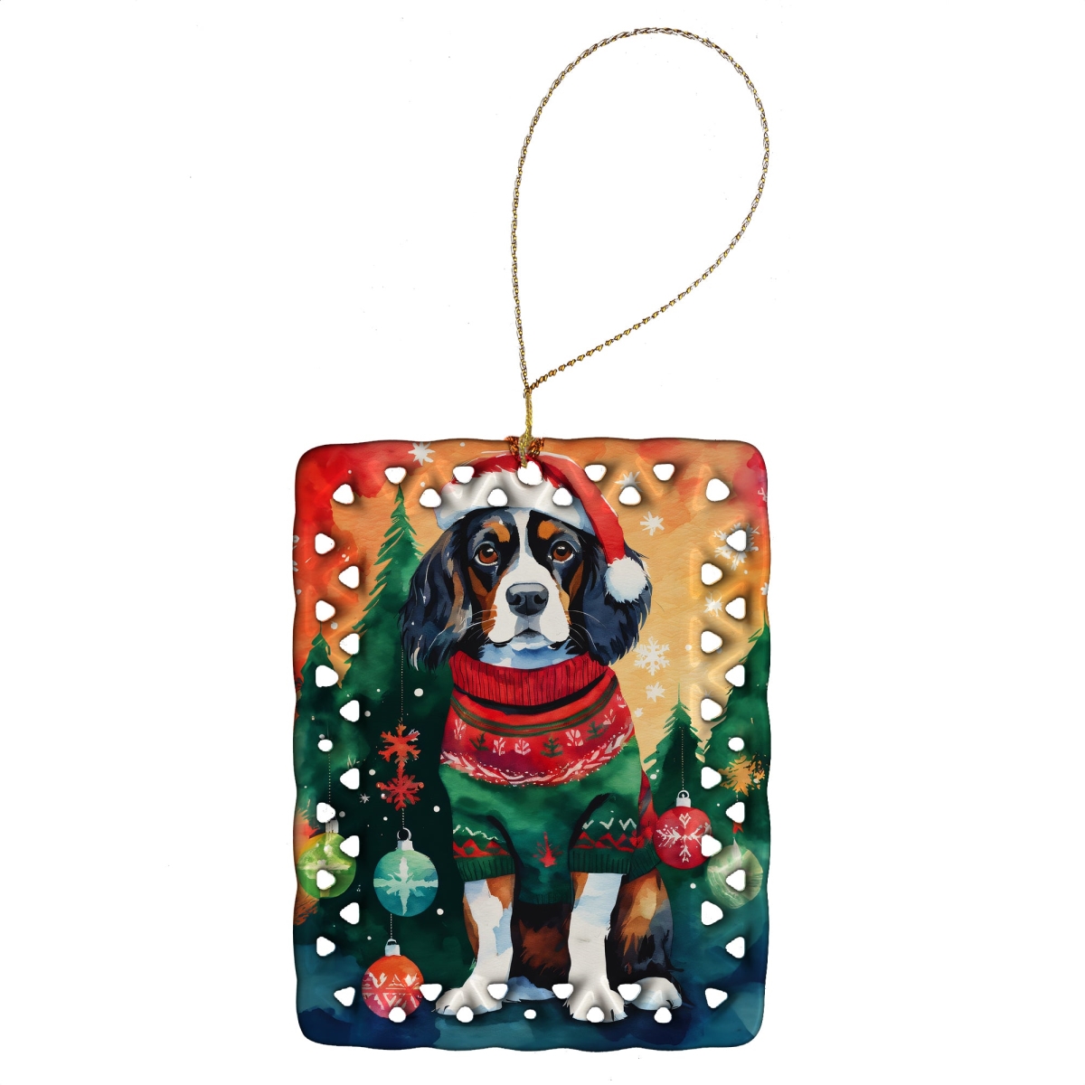 DAC3411CO2 3.4 x 2.6 in. Cavalier Spaniel Christmas Porcelain Ornament