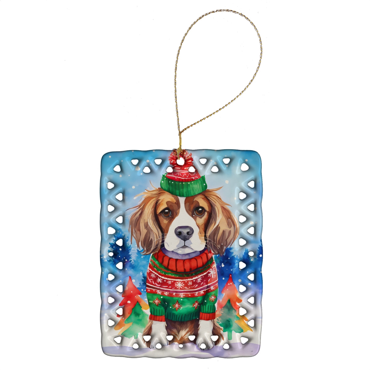 DAC3413CO2 3.4 x 2.6 in. Cavalier Spaniel Christmas Porcelain Ornament