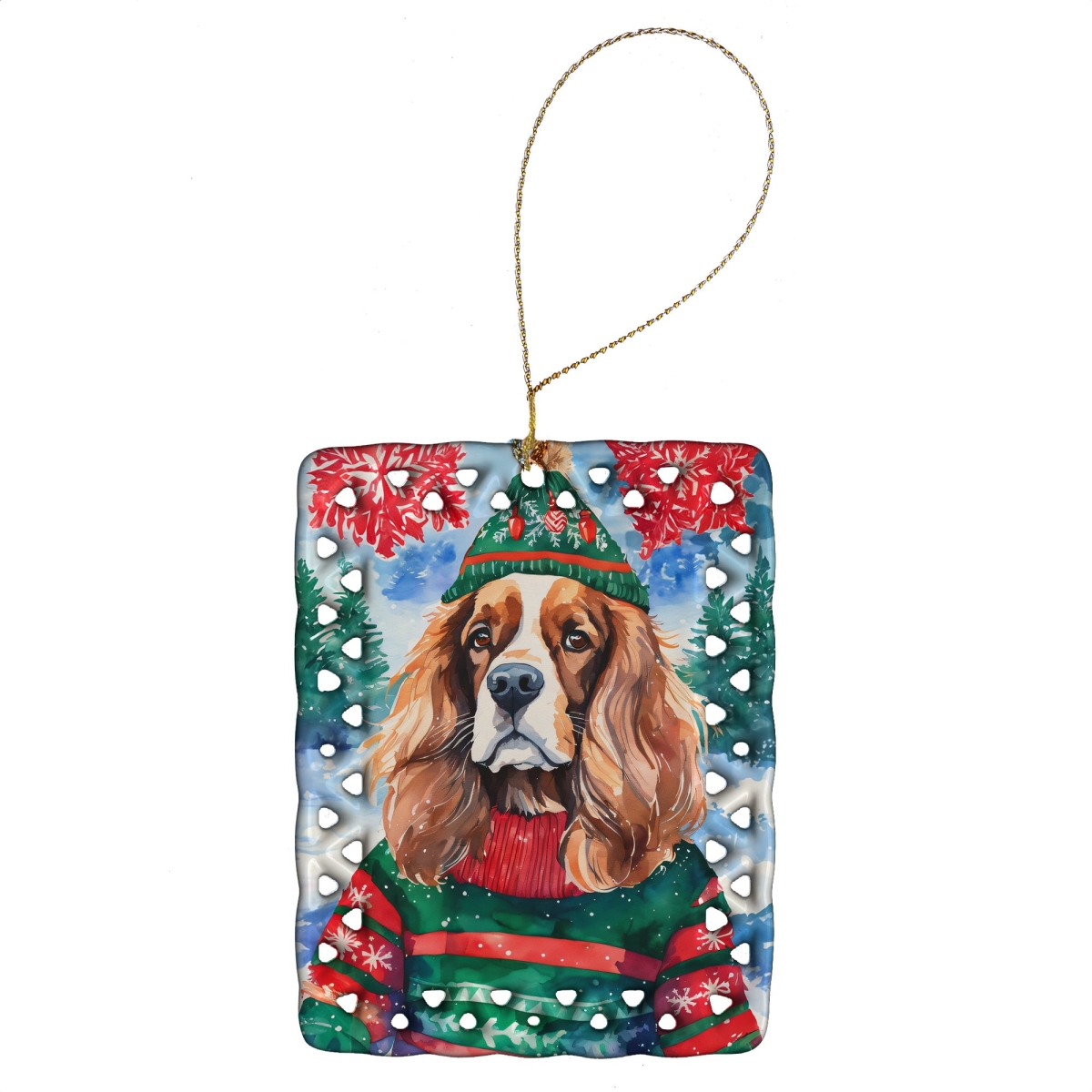 DAC3414CO2 3.4 x 2.6 in. Cavalier Spaniel Christmas Porcelain Ornament