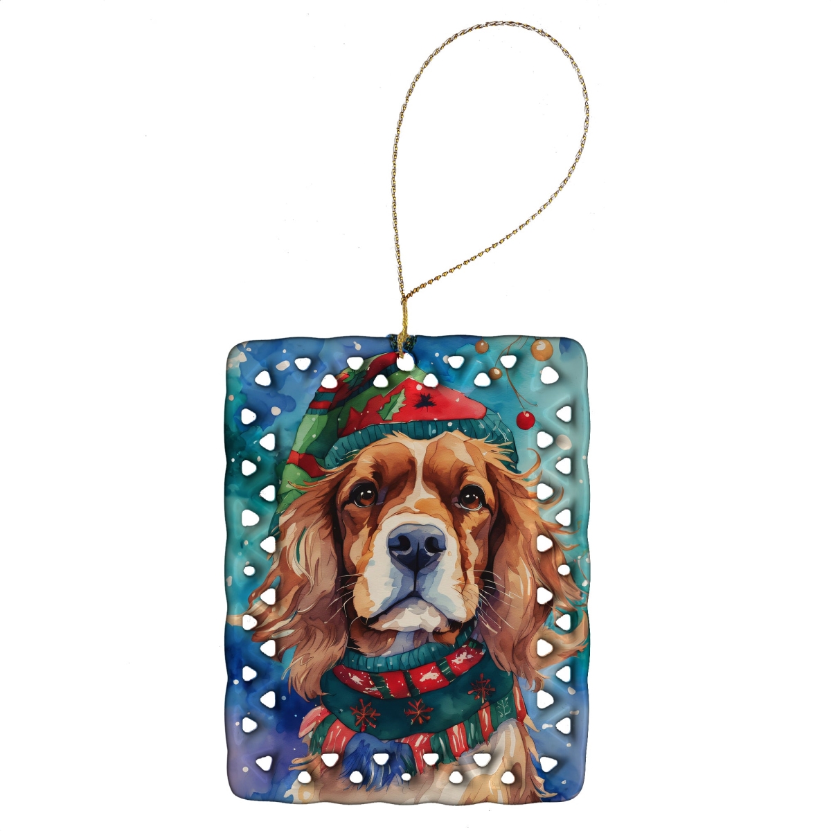 DAC3415CO2 3.4 x 2.6 in. Cavalier Spaniel Christmas Porcelain Ornament