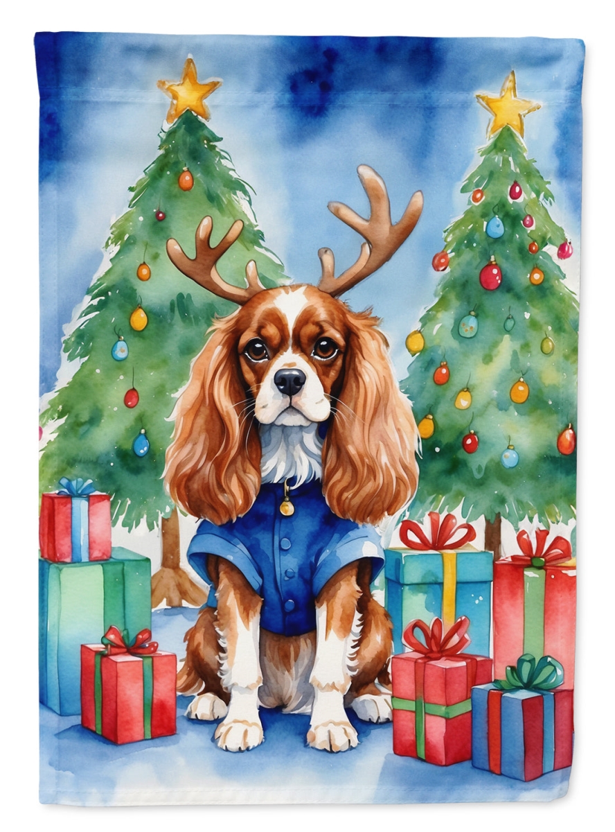 DAC7753CHF 40 x 28 in. Cavalier Spaniel Christmas Reindeer House Flag
