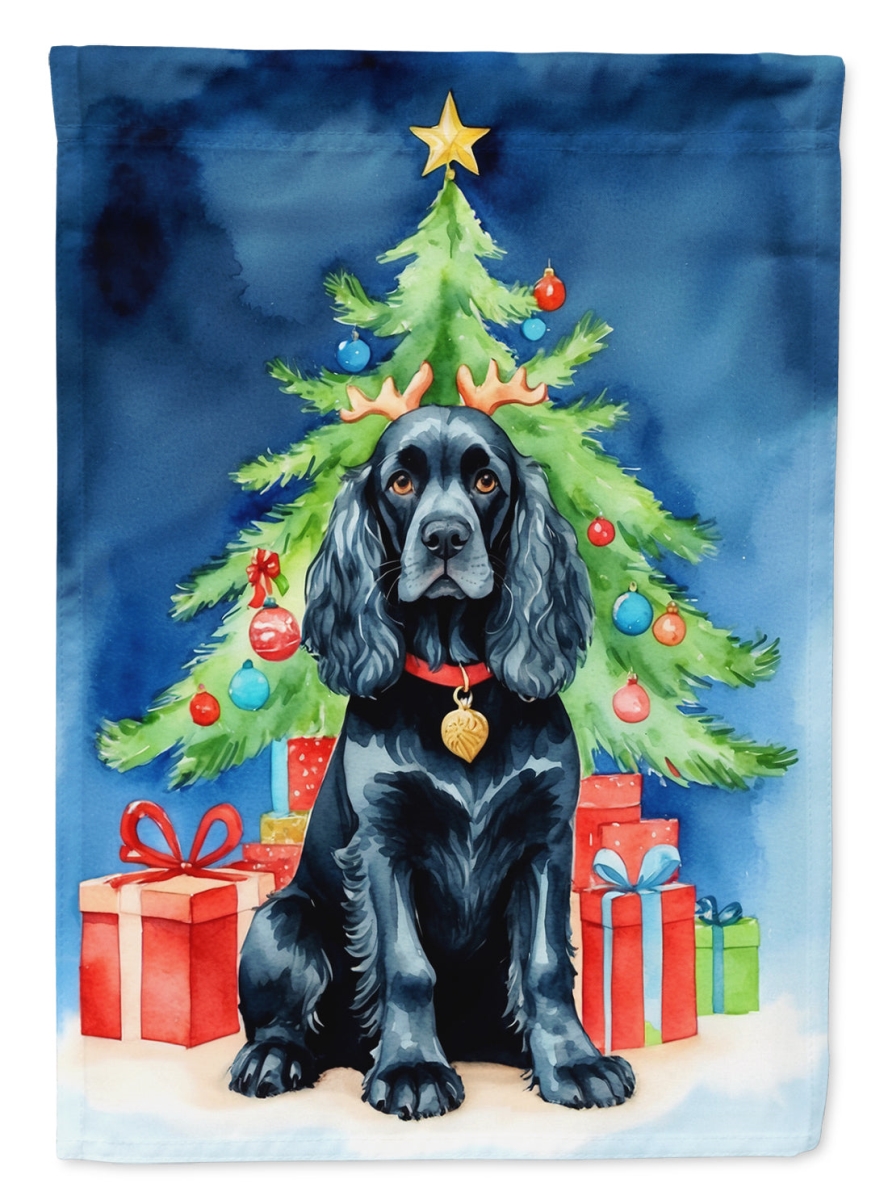 DAC7761CHF 40 x 28 in. Black Cocker Spaniel Christmas Reindeer House Flag
