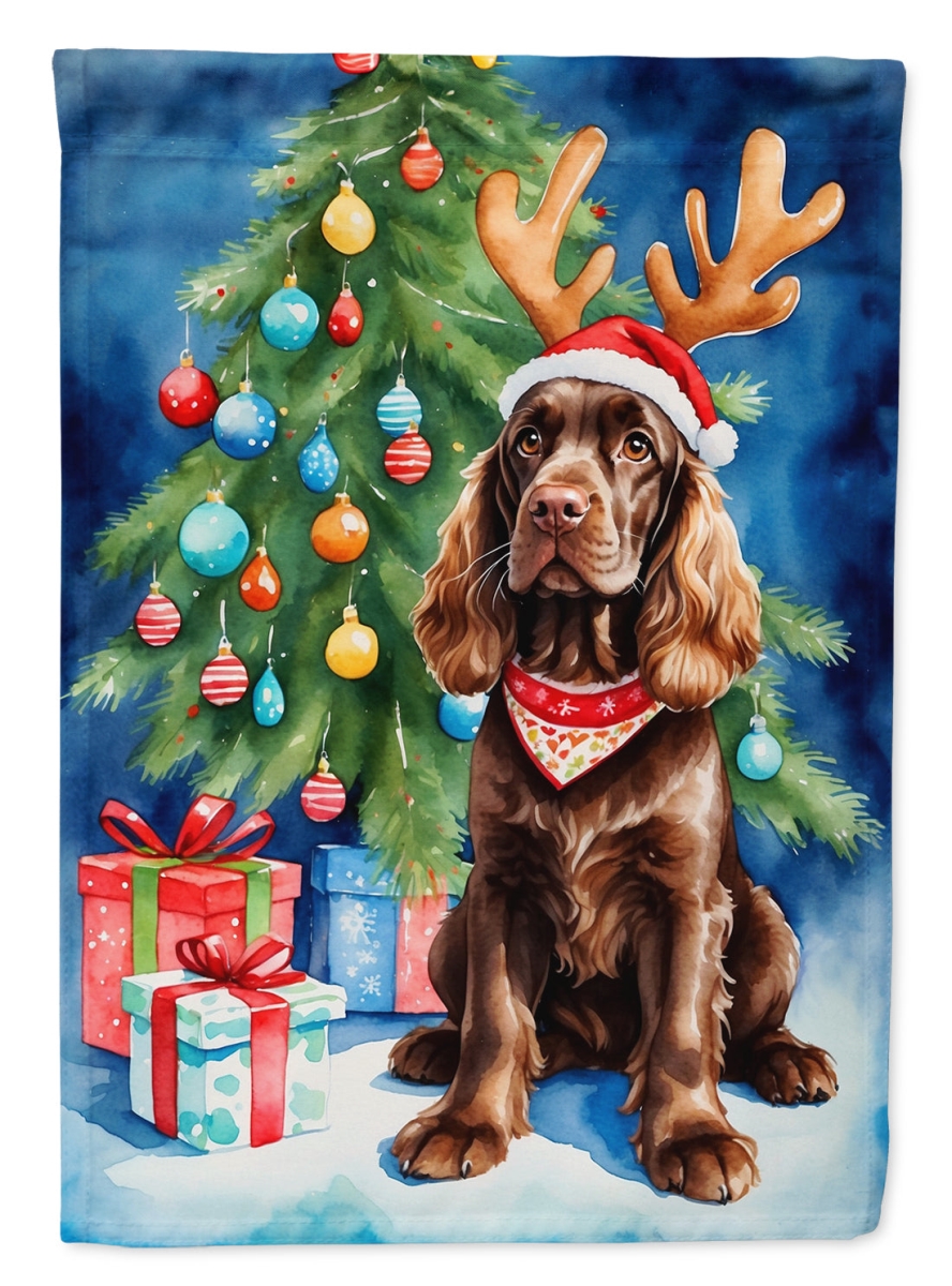 DAC7762CHF 40 x 28 in. Chocolate Cocker Spaniel Christmas Reindeer House Flag