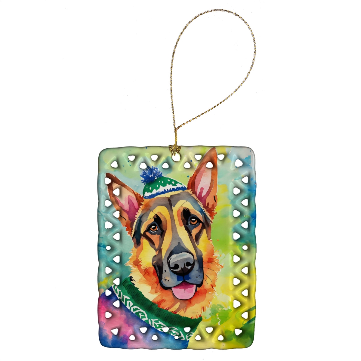 DAC3464CO2 3.4 x 2.6 in. German Shepherd Christmas Porcelain Ornament