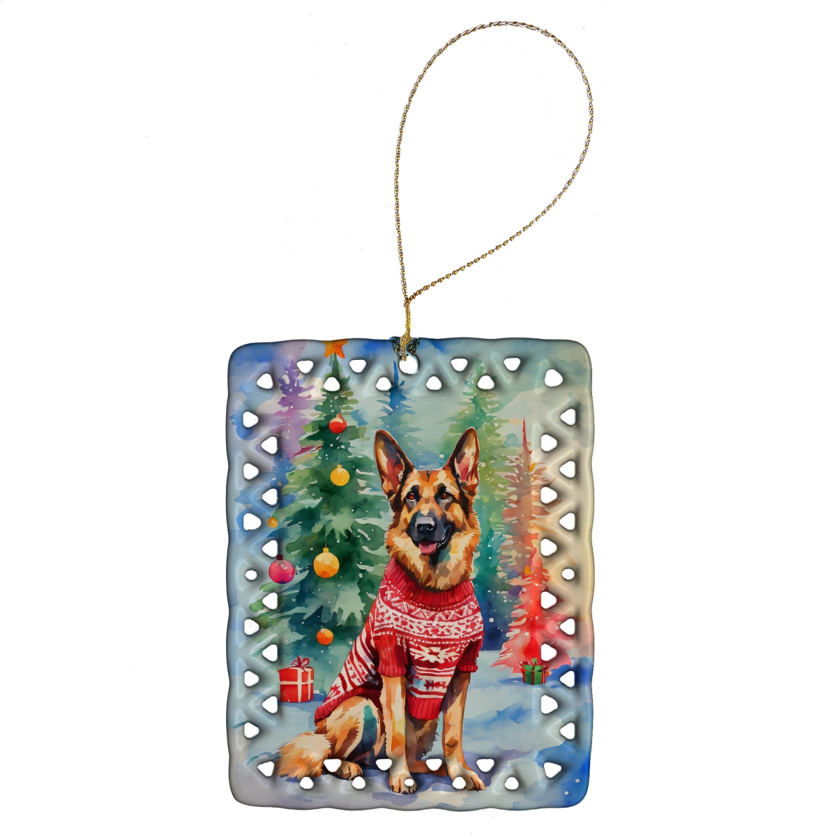 DAC3465CO2 3.4 x 2.6 in. German Shepherd Christmas Porcelain Ornament