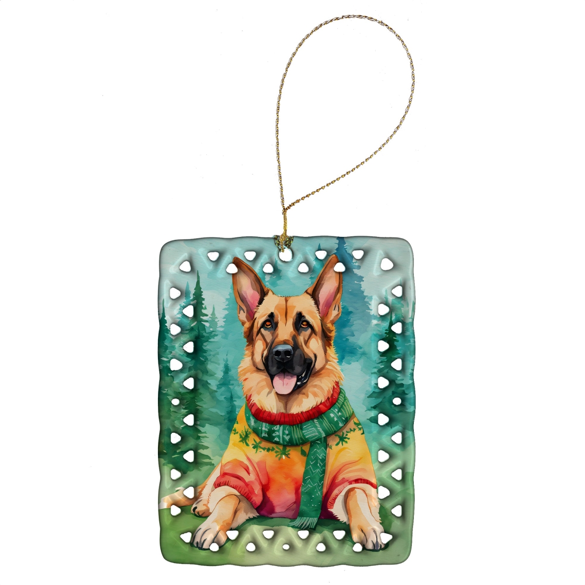 DAC3466CO2 3.4 x 2.6 in. German Shepherd Christmas Porcelain Ornament