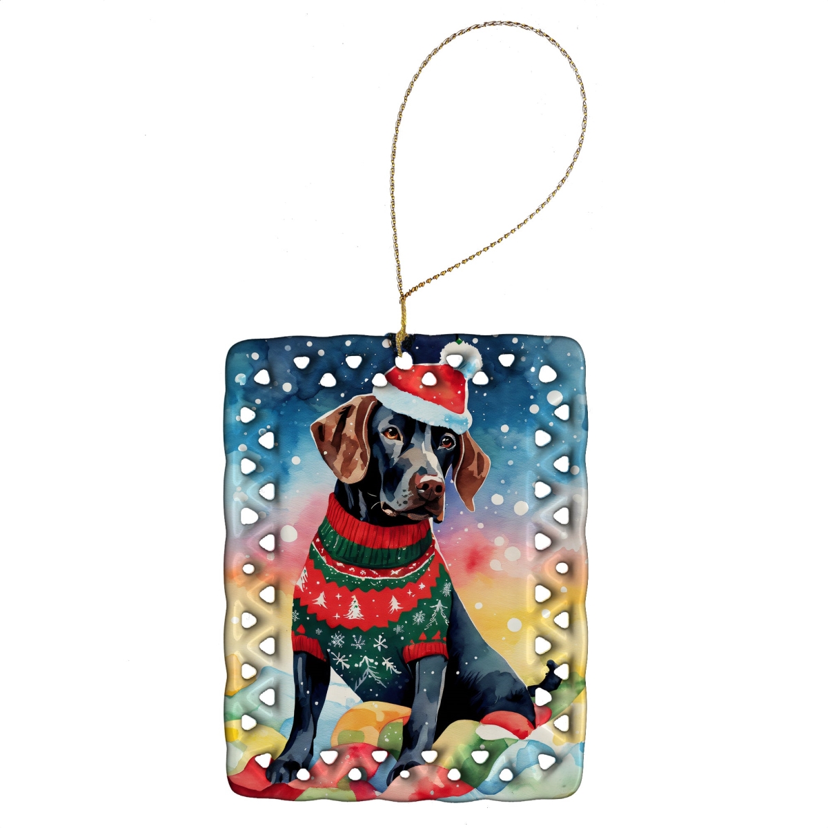 DAC3468CO2 3.4 x 2.6 in. German Shorthaired Pointer Christmas Porcelain Ornament