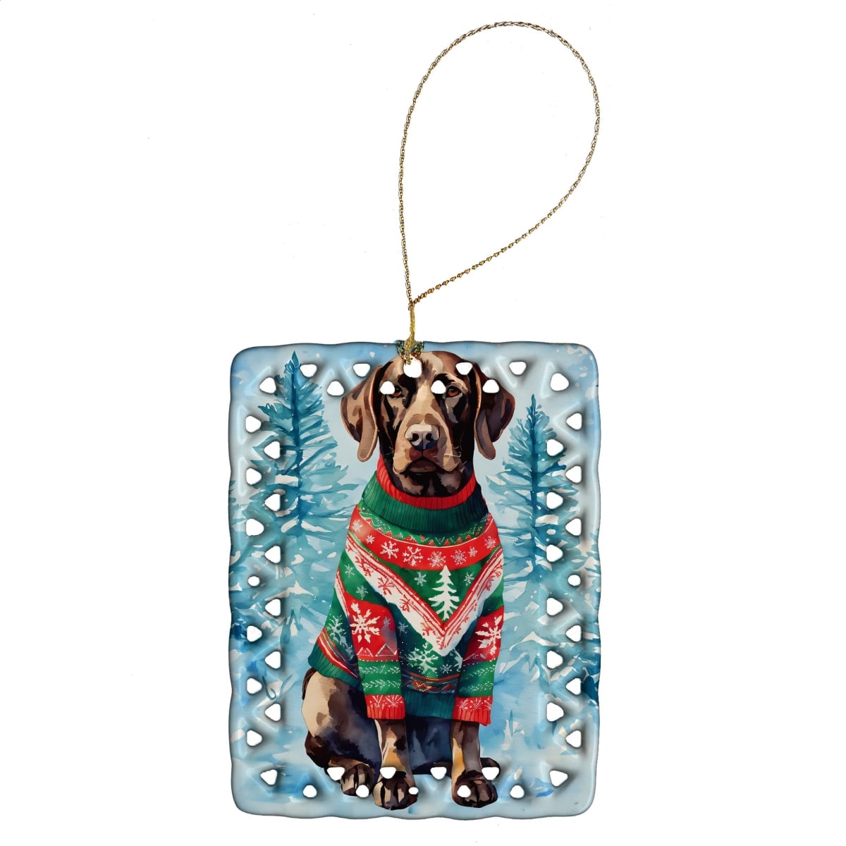 DAC3469CO2 3.4 x 2.6 in. German Shorthaired Pointer Christmas Porcelain Ornament